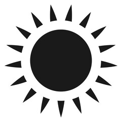 Sun icon. Black shining badge. Light symbol
