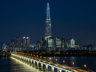 The skyline and architecture in songdo, South Korea