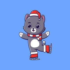 cute cat on ice skates
