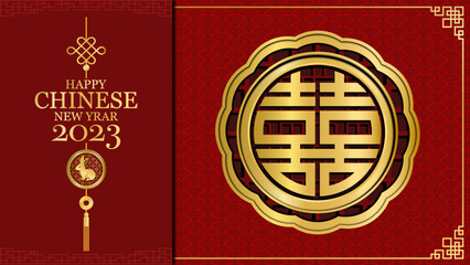Chinese new year 2023 , red and gold decoration asian elements background