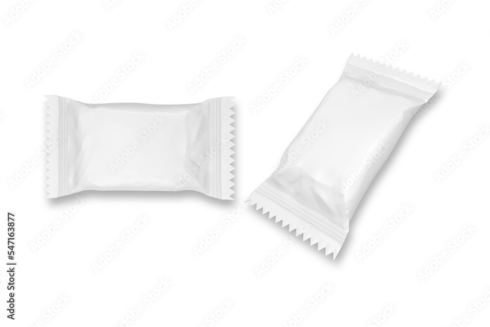 Poster blank empty white candy packaging mock up isolated on white background. 3d rendering.