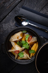 delicious soup prepared in the restaurant by the chef

