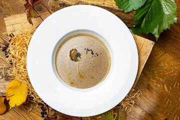 delicious soup prepared in the restaurant by the chef

