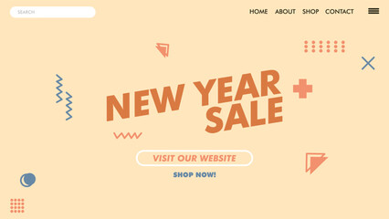 NEW YEAR SALE DESIGN POSTER, BANNER OR LANDING PAGE.