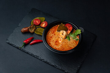 delicious soup prepared in the restaurant by the chef

