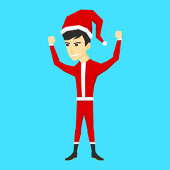 An illustration of a boy with Santa Claus costume