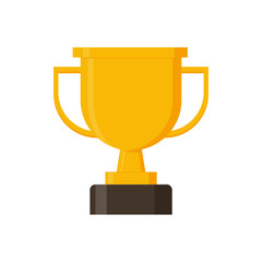Winner trophy vector. Flat Illustration of Golden Trophy or cup, sports award, or champion.