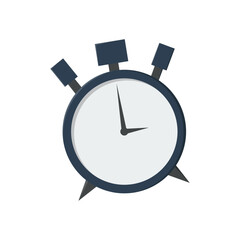 Alarm clock vector. Blue alarm clock illustration in flat style