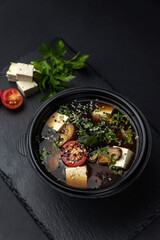 delicious soup prepared in the restaurant by the chef

