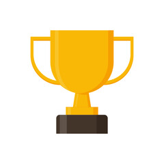 Winner trophy vector. Flat Illustration of Golden Trophy or cup, sports award, or champion.