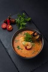 delicious soup prepared in the restaurant by the chef

