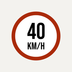 road signs in traffic 40 km - red plate with white	