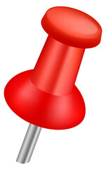 Push pin icon. Realistic red paper fix