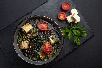 delicious soup prepared in the restaurant by the chef

