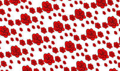 red roses pattern illustration with transparent background