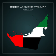 United Arab Emirates Map Flag Vector Illustration	