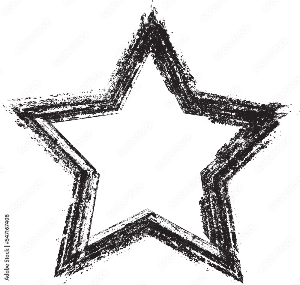 Fototapete Distorted geometric shape . Minimal art design . Noise destroyed star logo . Trendy grainy shapes . Graph print texture .Spray effect .Grunge texture . Distressed element .vector 
