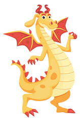Funny dragon character. Cartoon magic fairytale creature