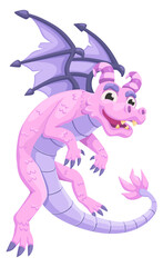 Flying dragon. Cartoon fantasy monster. Funny mascot