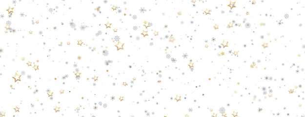 Abstract Gold Star Falling Soft Focus Background, 3D rendering.