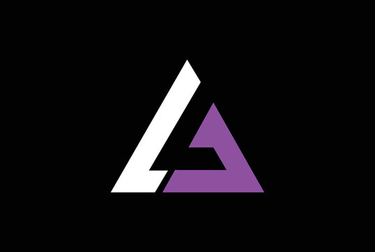 LV or L V letter alphabet logo design in vector format. triangle shape logo