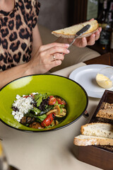a delicious salad prepared in the restaurant by the chef
