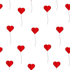 Fototapeta na wymiar Seamless pattern of red hearts on a white background