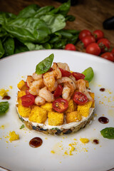 a delicious salad prepared in the restaurant by the chef
