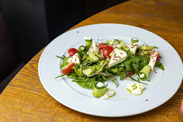 a delicious salad prepared in the restaurant by the chef
