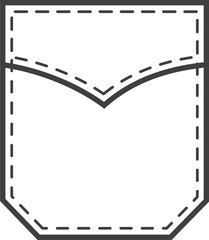 Denim pocket patch. Outline element for uniform or casual style clothes, dresses and shirts. Line illustration 
