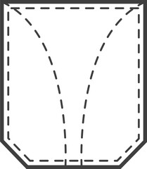 Denim pocket patch. Outline element for uniform or casual style clothes, dresses and shirts. Line illustration 
