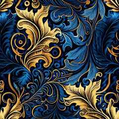 Blue and Gold beautiful floral pattern