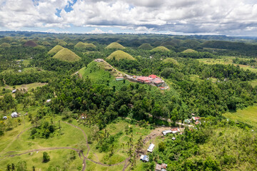 Fototapeta na wymiar Aerial of the famous Chocolate Hills Complex in Carmen, Bohol, Philippines.