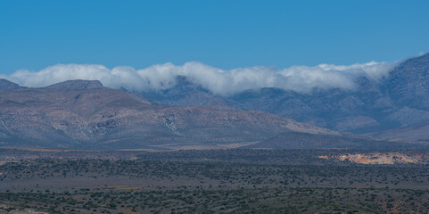 Fototapeta premium Halbwüstenlandschaft und Gebirge bei Oudtshoorn Südafrika
