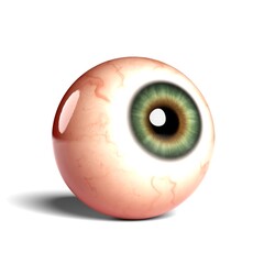 Side view of realistic human eyeball isolated on wihte background, 3D rendering