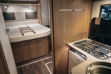 New luxury camper van with bed and stove