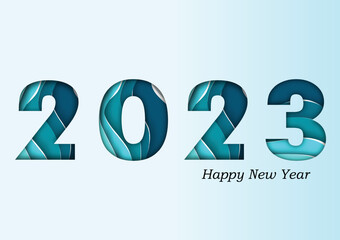 2023 happy new year.Paper cut 2023 word for new year festival.card,happy,Vector concept luxury designs and new year celebration.