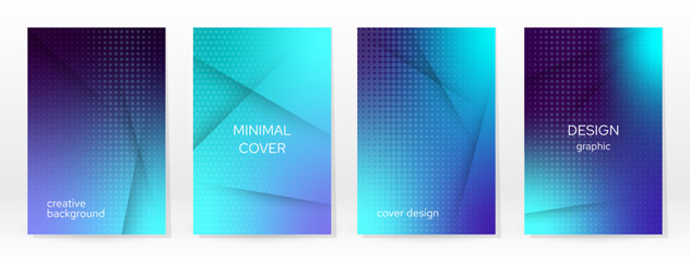 Minimal Poster. Pastel Soft. Blue Gradient Set.