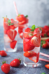 Fresh strawberry drink with ice	