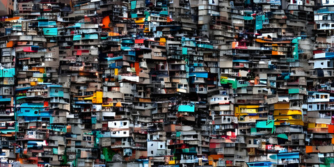 Fototapeta Favela und Armut in Rio de Janeiro, Luftaufnahme, 3D Illustration obraz