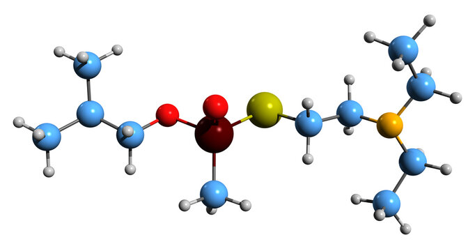 3D image of Russian VX skeletal formula - molecular chemical structure of nerve agent VR isolated on white background
