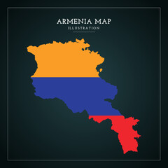 Armenia Map Flag Vector Illustration