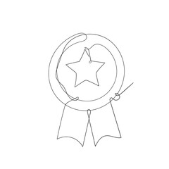 continuous line drawing medal illustration vector isolated
