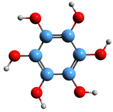 3D image of Benzenehexol skeletal formula - molecular chemical structure of hexahydroxybenzene isolated on white background

