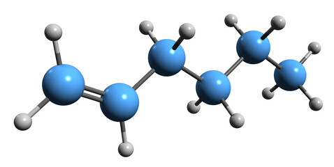 3D image of Hexene skeletal formula - molecular chemical structure of Butyl ethylene isolated on white background
- 547174824