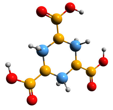 3D image of hexogen skeletal formula - molecular chemical structure of Trimethylenetrinitramine isolated on white background
