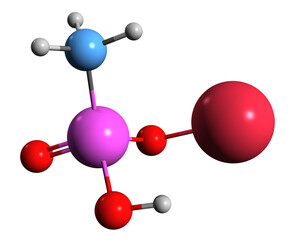  3D image of sodium hydroxymethyl arsenate skeletal formula - molecular chemical structure of Fungicide isolated on white background
