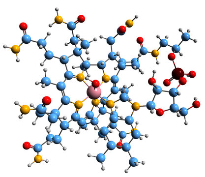 3D image of Hydroxocobalamin skeletal formula - molecular chemical structure of vitamin B12a isolated on white background
