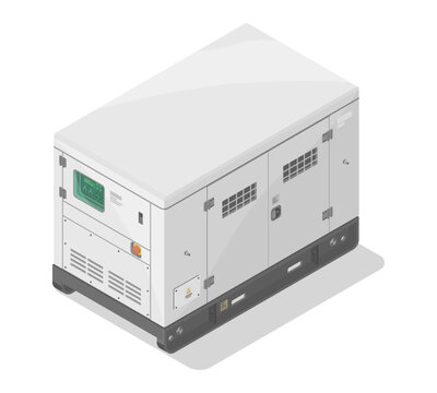 silent power generators cupboard box engine motor isometric for industry and construction equipment white isolated
