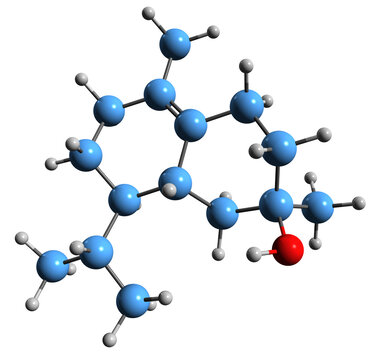 3D image of delta-Cadinol skeletal formula - molecular chemical structure of sesquiterpenoid alcohol isolated on white background
